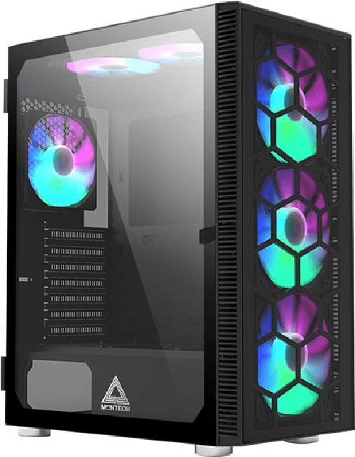 Montech X3 GLASS - Midi Tower - PC - Nero - ATX - micro ATX - Mini-ITX - Gaming - Blu - Verde