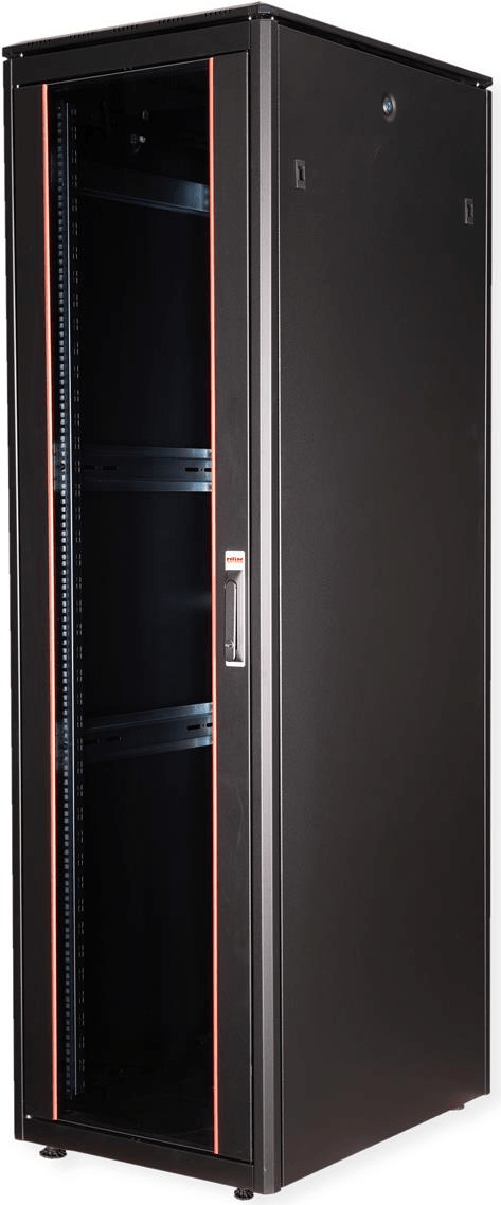 Secomp  Roline Pro - Schrank Netzwerkschrank - mit Glastür, 600 x 800 mm (B x T) - RAL 9005, Jet Black