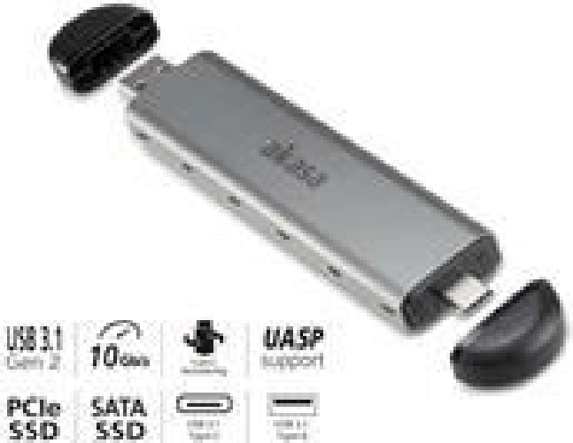 Akasa Custodia esterna Akasa M.2 NVMe USB 3.1 alluminio - nero (AK-ENU3M2-04)