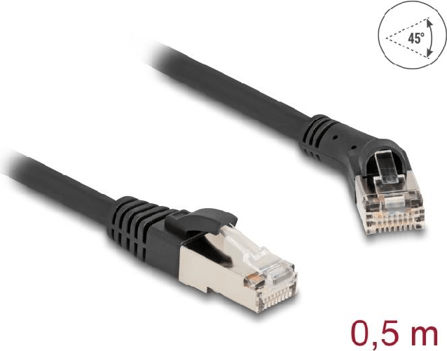 Delock Cavo di rete RJ45 Cat.8.1 S/FTP con connettore da angolato di 45 a destra a dritto (80627)