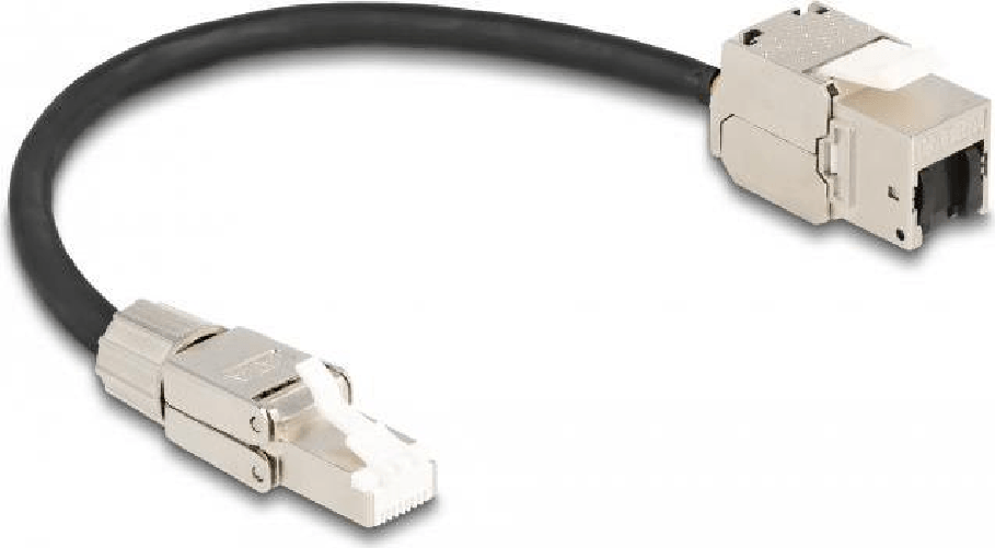 Delock Cavo RJ45 plug-in da assemblare al modulo Keystone RJ45 jack Cat.6A 25 cm