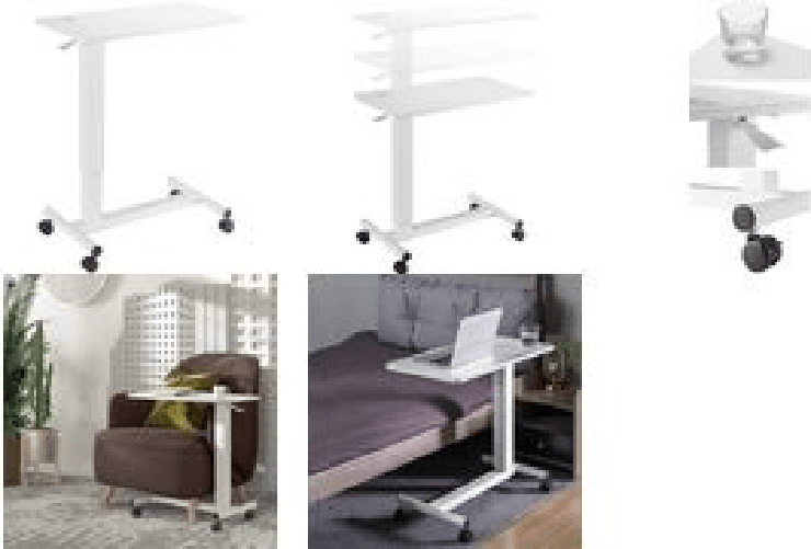 Logilink  Carrello da tavolo LogiLink con molla a gas bianco superficie di lavoro ampia e stabile per letto