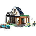 LEGO City 60398 Villetta Familiare e Auto Elettrica, Casa delle Bambole con Macchina Giocattolo