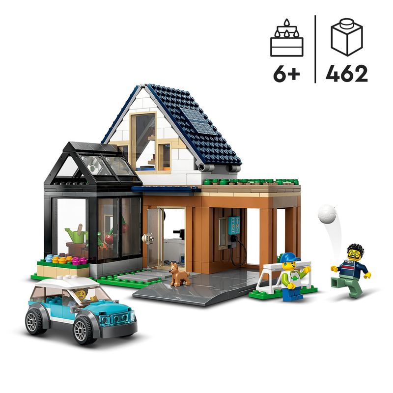 LEGO-City-60398-Villetta-Familiare-e-Auto-Elettrica-Casa-delle-Bambole-con-Macchina-Giocattolo-Giochi-per-Bambini-6--Anni