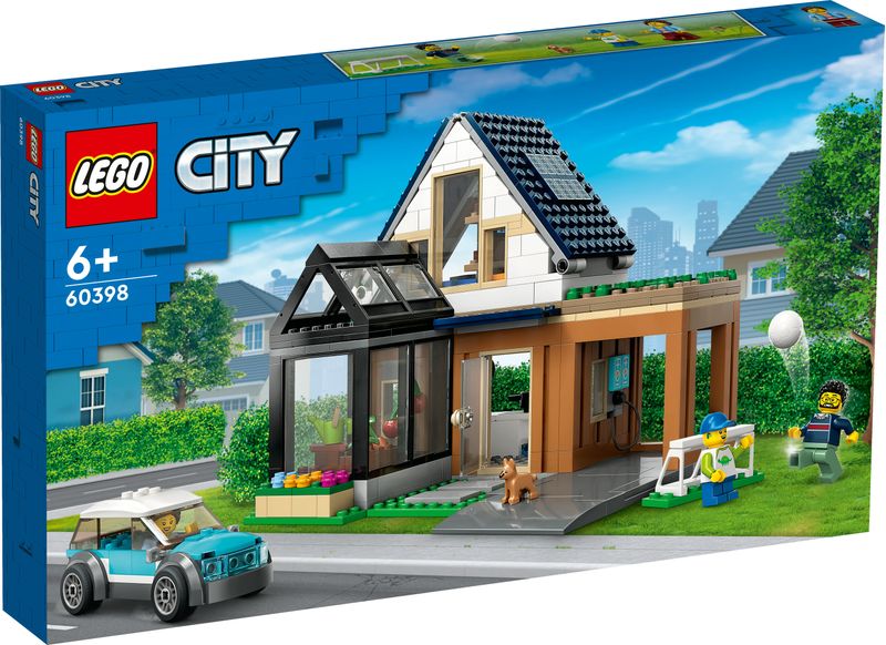 LEGO-City-60398-Villetta-Familiare-e-Auto-Elettrica-Casa-delle-Bambole-con-Macchina-Giocattolo-Giochi-per-Bambini-6--Anni