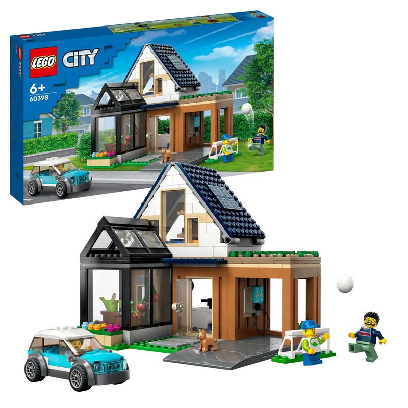 LEGO-City-60398-Villetta-Familiare-e-Auto-Elettrica-Casa-delle-Bambole-con-Macchina-Giocattolo-Giochi-per-Bambini-6--Anni