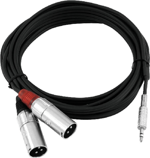 Omnitronic 30225157 XLR Adapterkabel [1x Klinkenstecker 3.5 mm - 2x XLR-Stecker 3 polig] 3