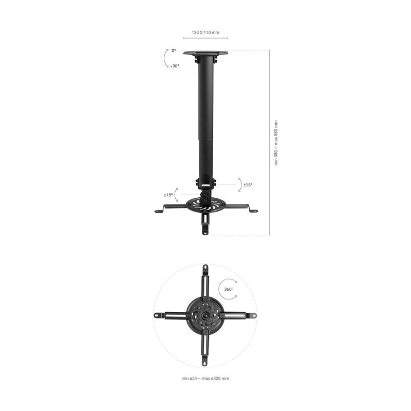 AISENS-CP04TSRE-131-supporto-per-proiettore-Soffitto-Nero