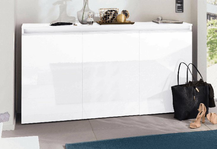 Dmora Credenza Dlun, Madia da cucina a 3 ante, Buffet da soggiorno, 100% Made in Italy, cm 150x40h81