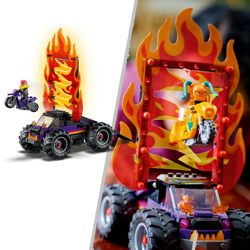 LEGO-City-Stuntz-60339-Arena-delle-Acrobazie-Monster-Truck-Moto-Giocattolo-con-Minifigure-Giochi-per-Bambini-dai-7-Anni