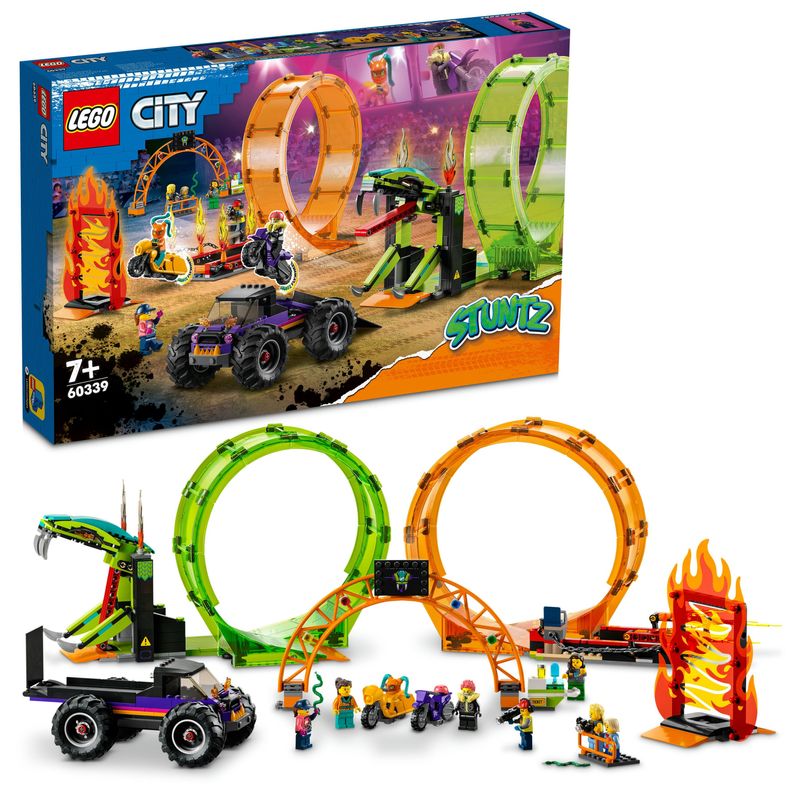 LEGO-City-Stuntz-60339-Arena-delle-Acrobazie-Monster-Truck-Moto-Giocattolo-con-Minifigure-Giochi-per-Bambini-dai-7-Anni