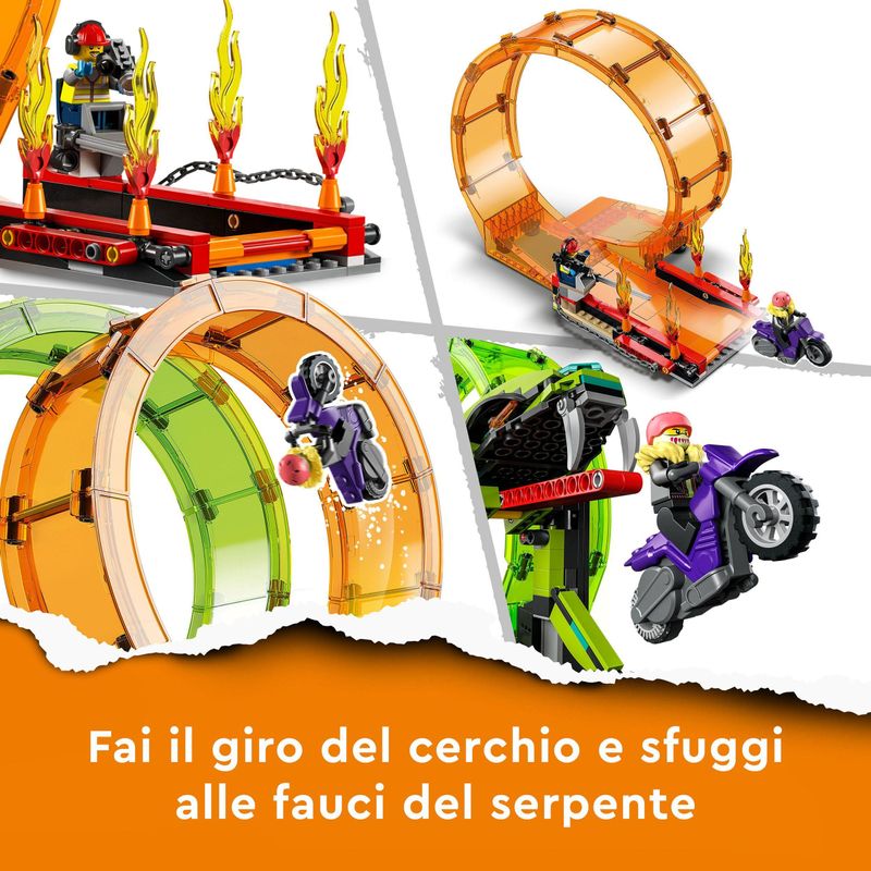 LEGO-City-Stuntz-60339-Arena-delle-Acrobazie-Monster-Truck-Moto-Giocattolo-con-Minifigure-Giochi-per-Bambini-dai-7-Anni