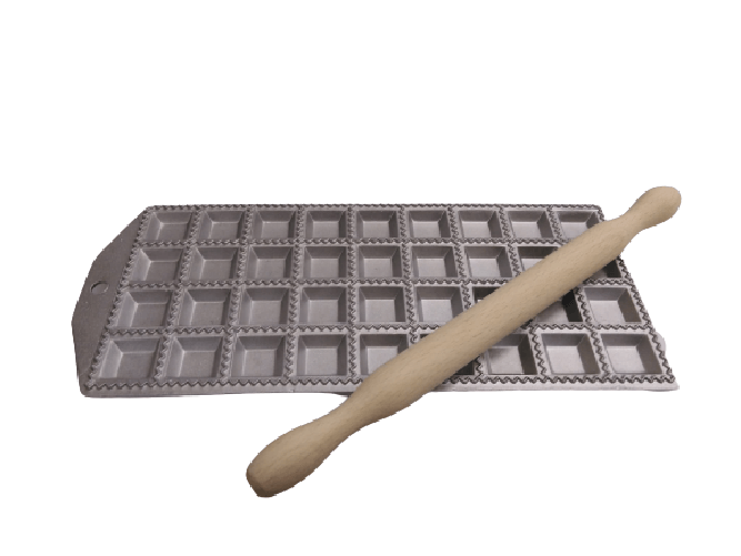 CALDER Stampo raviolatore quadro 36 posti art.2148 con mattarello legno