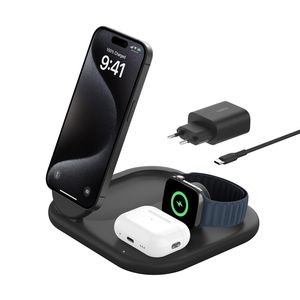 Belkin BoostCharge Cuffie, Smartphone, Orologio intelligente Nero USB Carica wireless Ricarica rapida Interno