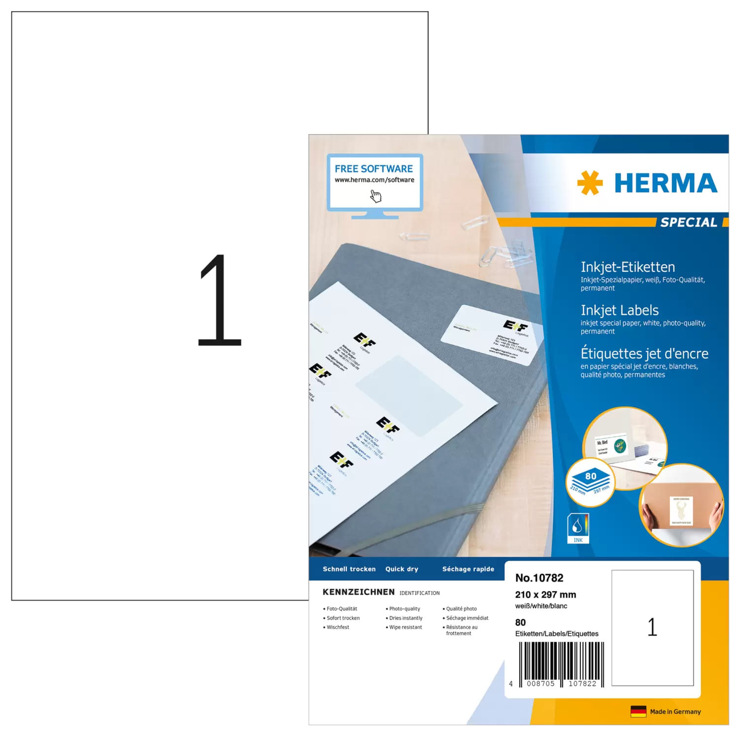 HERMA 10782 - Etichetta fustellata - 21 cm - 297 cm - 1 pezzo(i) (10782)