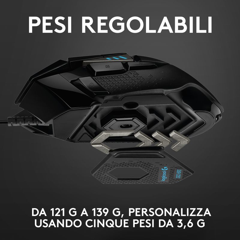 Logitech-G-Logitech-G502-Mouse-Gaming-HERO-Prestazioni-Elevate-Sensore-HERO-25K-25600-DPI-RGB-Pesi-Regolabili-11-Pulsanti-Programmabili-Memoria-Integrata-per-PC-Mac-Laptop.-Nero