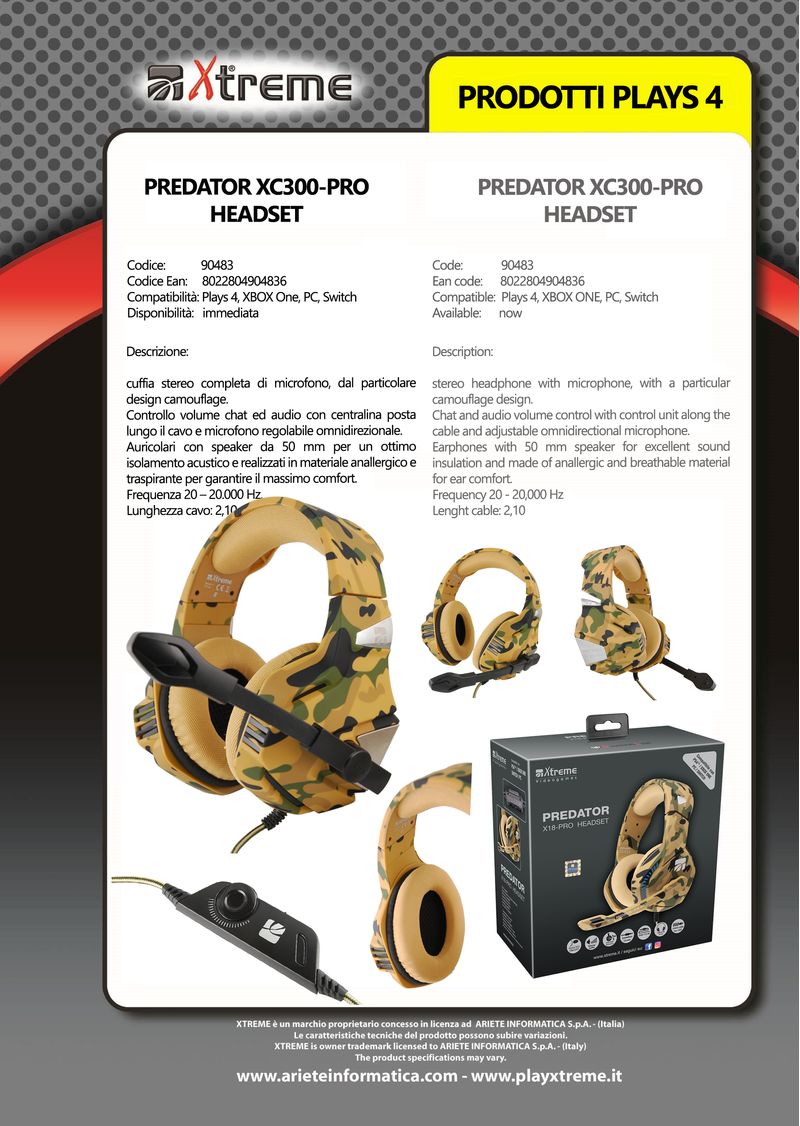 Xtreme-Predator-XC300-Pro-Stereofonico-Padiglione-auricolare-Mimetico