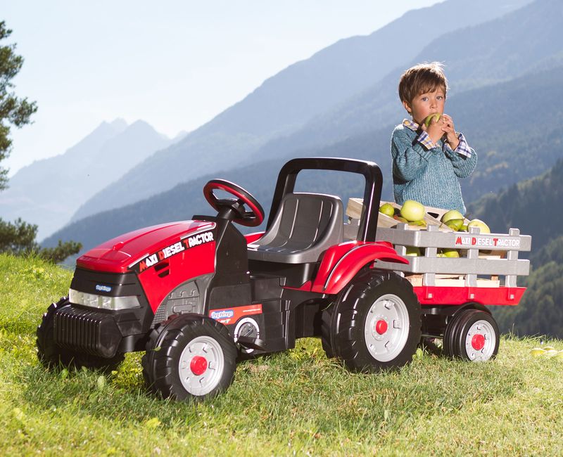 Peg-Perego-Trattore-a-Pedali-Maxi-Diesel-Tractor-con-Rimorchio