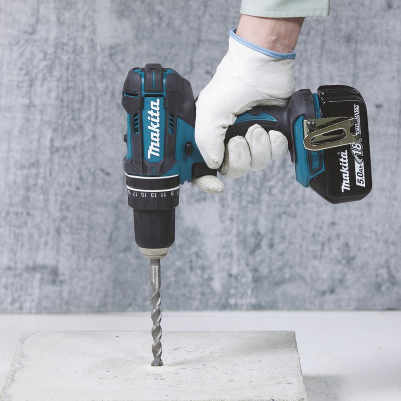 Makita-DHP482RFX9-Akku-Schlagbohrschrauber-18V-1900-Giri-min-Senza-chiave-15-kg-Nero-Verde