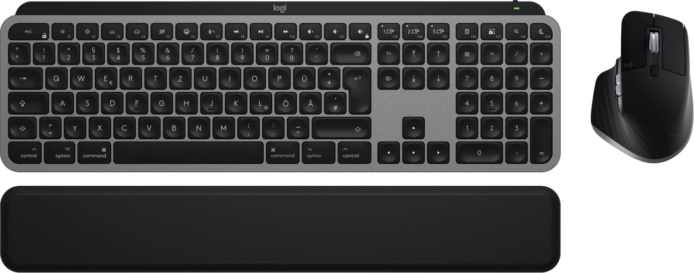 Logitech MX Keys S Combo for Mac tastiera Mouse incluso Casa/ufficio RF senza fili + Bluetooth QWERTZ Tedesco Alluminio
