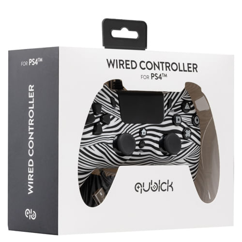 Qubick-Wired-Controller-Nero-Bianco--PS4-