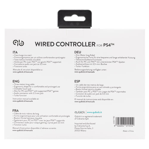 Qubick-Wired-Controller-Nero-Bianco--PS4-