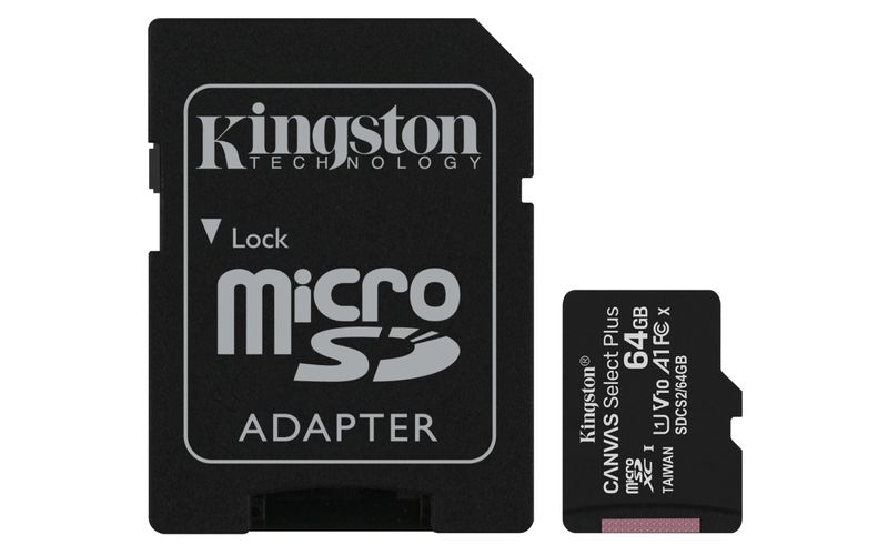 Kingston-Technology-Scheda-micSDXC-Canvas-Select-Plus-100R-A1-C10-da-64GB-confezione-doppia--adattatore-singolo--64GB-MI