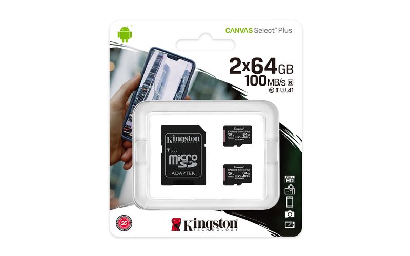 Kingston-Technology-Scheda-micSDXC-Canvas-Select-Plus-100R-A1-C10-da-64GB-confezione-doppia--adattatore-singolo--64GB-MI