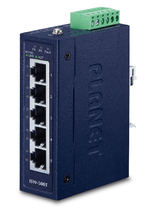PLANET ISW-500T switch di rete Non gestito Fast Ethernet 10/100 Blu (IP30 Compact size 5-Port - 10/100TX Fast Ethernet S