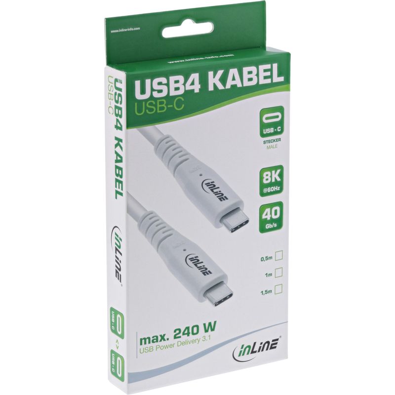 Cavo-USB4---USB-C-maschio-maschio---PD-240W---8K60Hz---TPE---bianco---1m