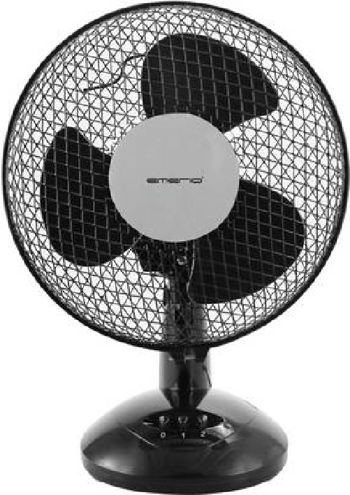 Emerio Ventilatore da tavolo 23 cm 2 velocità 3 pale nero
