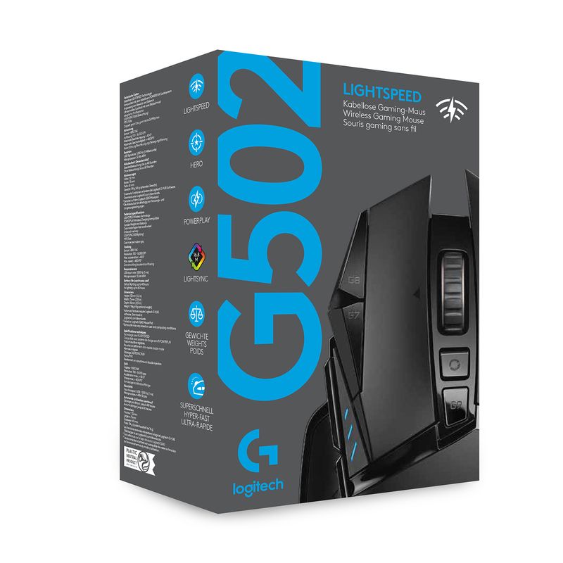 Logitech-G502-Mouse-Gaming-Wireless-LIGHTSPEED-Sensore-HERO-16K-16000-DPI-RGB-Design-Leggero-11-Pulsanti-Programmabili-Memoria-Integrata-Compatibile-PC-Mac-Laptop-Nero