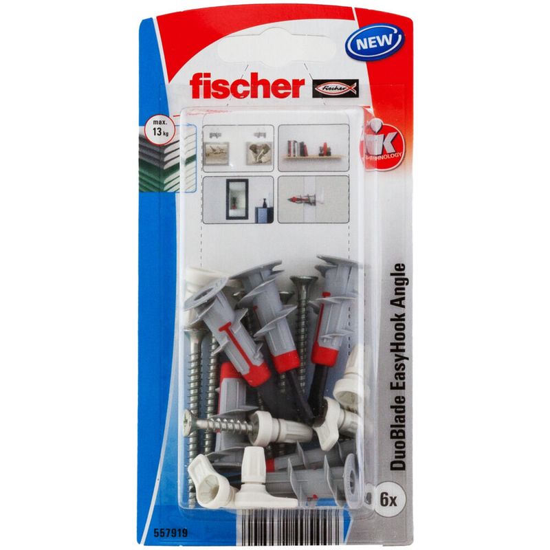 Fischer-557919-ancoraggio-a-vite-e-tassello-6-pz-Kit-di-viti-e-tasselli-a-muro-44-mm