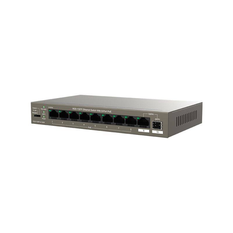 Tenda-TEG1110PF-8-102W-switch-di-rete-Gestito-Gigabit-Ethernet--10-100-1000--Supporto-Power-over-Ethernet--PoE--Grigio