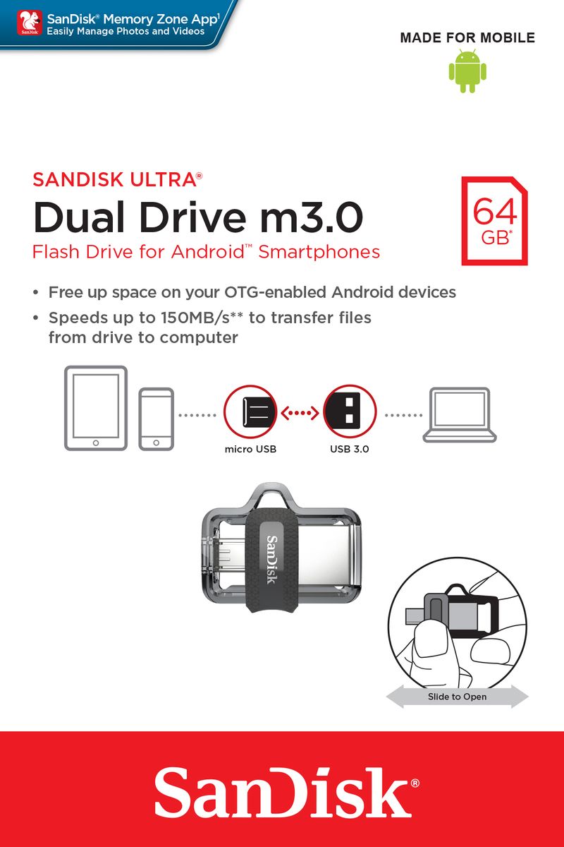 SanDisk-Ultra-Dual-m3.0-unita--flash-USB-64-GB-USB-Type-A---Micro-USB-3.2-Gen-1--3.1-Gen-1--Nero-Argento-Trasparente