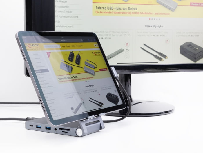 Delock-docking-station-per-tablet-e-notebook-4K-con-supporto-integrato