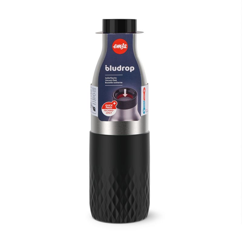 EMSA-Bludrop-Sleeve-N3111100-borraccia-Uso-quotidiano-700-ml-Acciaio-inox-Nero-Acciaio-inox