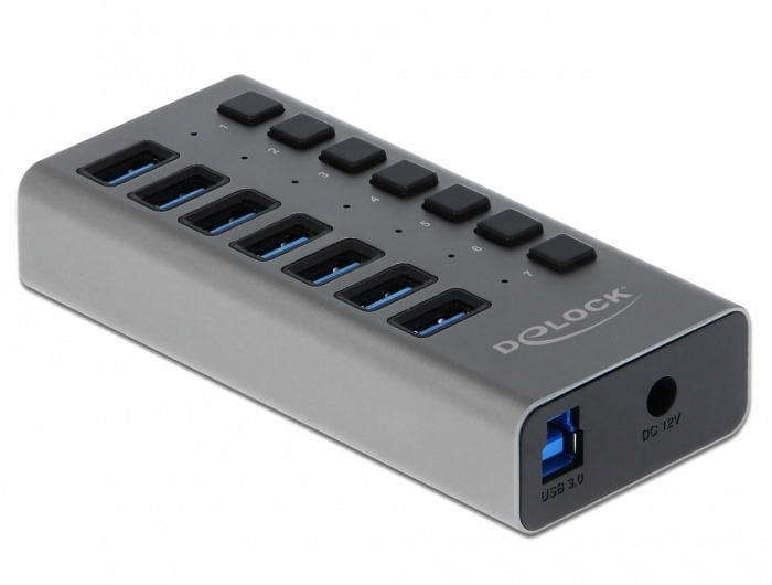 Delock Hub USB esterno SuperSpeed con 7 porte commutabili individualmente
