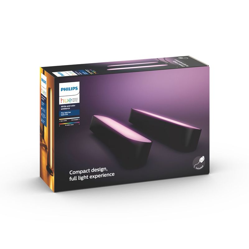 Philips-Hue-White-and-Color-ambiance-Play-Kit-Base-con-alimentatore-2-pezzi-Nero