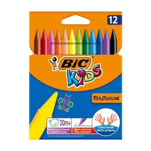 BIC KIDS Plastidecor Nero, Blu, Marrone, Oro, Verde, Azzurro, Verde chiaro, Arancione, Rosa, Rosso, Viola, Giallo 12 pz