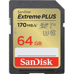 SanDisk Extreme PLUS - Scheda di memoria flash - 64 GB - UHS-I U3 / Class10 - UHS-I SDXC