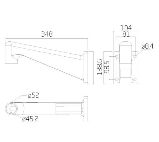 Gooseneck-wall-mount-suited---for-Orion-PTZ-cameras---Threaded-wall-mount-bracket---Warranty-36M