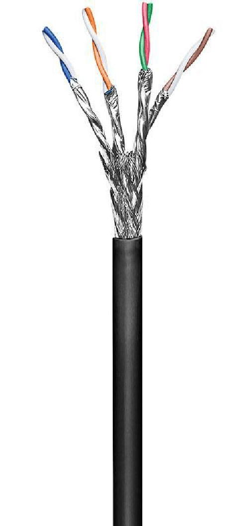 Microconnect 100m Cat6 cavo di rete Nero S/FTP S-STP (S/FTP CAT6 Outdoor 100m Black - Stranded AWG 27 CCA Jacket PE - No