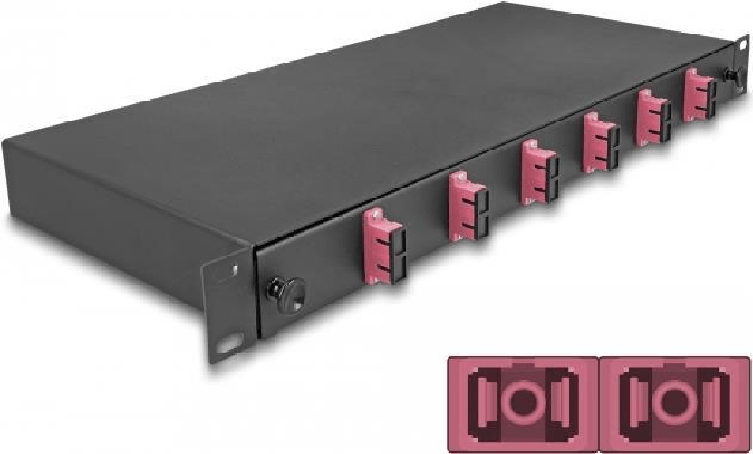 Delock Scatola di giunzione in fibra ottica da 19" 6 x SC Duplex OM4 1U pronta per la giunzione