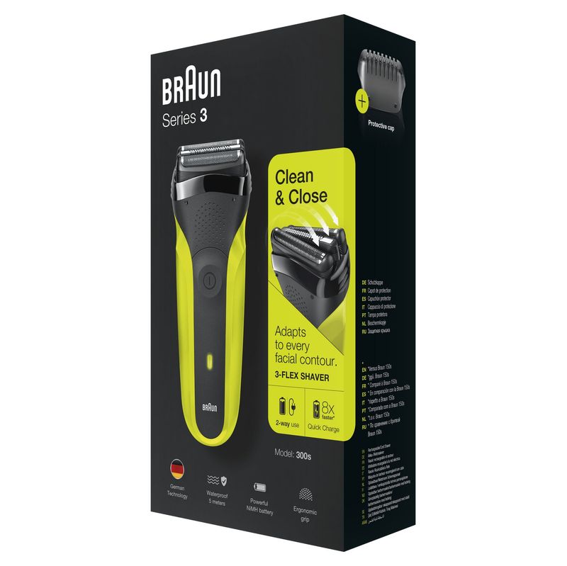 Braun-Series-3-300-Rasoio-Elettrico-Barba-Nero-Verde-Elettrico