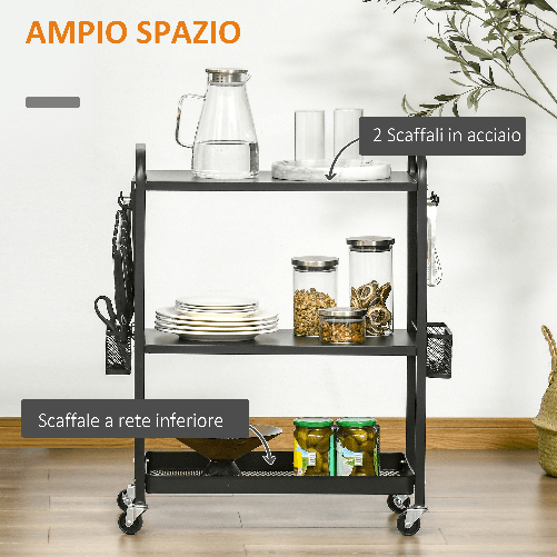 HOMCOM-Carrello-Portavivande-a-3-Livelli-con-Spazio-Multiuso-Maniglie-e-4-Ruote-70x33.4x80.5-cm