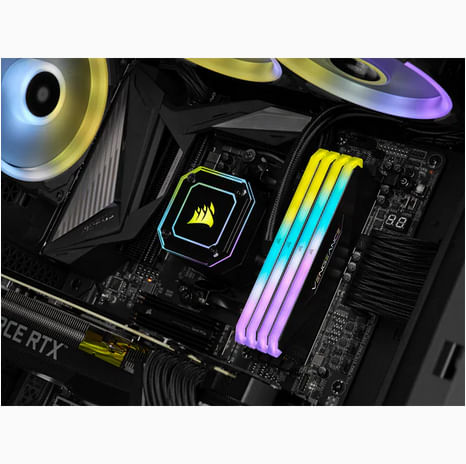 KIT-BARRETTES-MMOIRE-32GO--2X16GO--DIMM-DDR4-CORSAIR-VENGEANCE-RT-RGB-PC25600--3200-MHZ---NOIR-