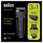 Braun Series 3 300bt Shaveandstyle Rasoio da Barba Elettrico da Uomo Nero