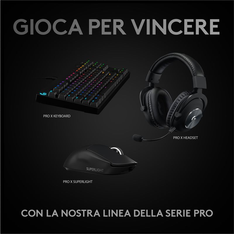 Logitech-G-PRO-X-SUPERLIGHT-Mouse-Gaming-Wireless-Leggero-63-g-Sensore-HERO-25K-25.600-DPI-5-Tasti-Programmabili-Lunga-Autonomia-Memoria-Integrata-per-eSport-Compatibile-con-PC-e-Mac.-Nero