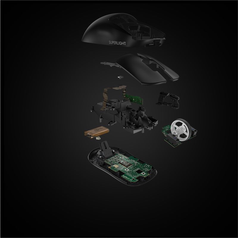 Logitech-G-PRO-X-SUPERLIGHT-Mouse-Gaming-Wireless-Leggero-63-g-Sensore-HERO-25K-25.600-DPI-5-Tasti-Programmabili-Lunga-Autonomia-Memoria-Integrata-per-eSport-Compatibile-con-PC-e-Mac.-Nero